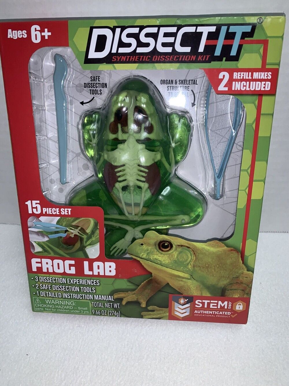 Dissect It Lab Frog STEM Animal Anatomy For Kids Kit Age 6+3 Home School 15 Pcs